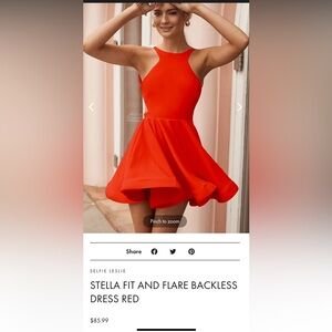 Stella Fit and Flare Backless Dress Red xs